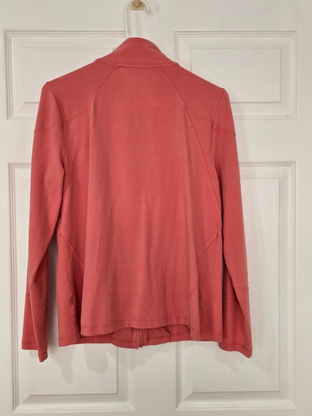 T by Talbots Everyday Yoga Jacket Full Zip Mock Neck Zip Pocket Coral Pink Large - Picture 6 of 8